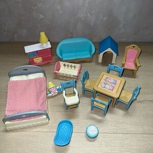 Vintage Fisher Price Loving Family Dollhouse Furniture Lot